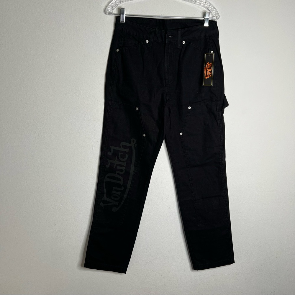 VON Dutch Black 100 % Cotton Carpenter Flying Eyeball Embroidered Jeans 28x30